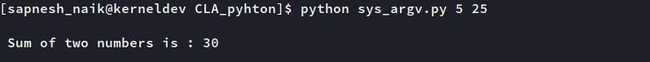 Command ine arguments using sys.argv in python